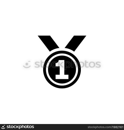 Award Medal. Flat Vector Icon. Simple black symbol on white background. Award Medal Flat Vector Icon