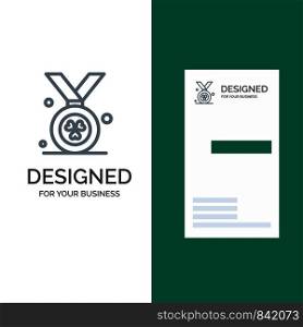 Award, Medal, Ireland Grey Logo Design and Business Card Template