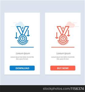 Award, Medal, Star, Winner, Trophy Blue and Red Download and Buy Now web Widget Card Template