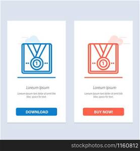 Award, Medal, Star, Winner, Trophy Blue and Red Download and Buy Now web Widget Card Template
