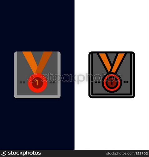 Award, Medal, Star, Winner, Trophy Icons. Flat and Line Filled Icon Set Vector Blue Background
