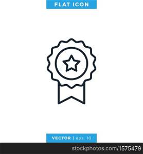 Award Medal with Star Icon Vector Logo Design Template