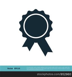 Award Ribbon Rosette Badge Icon Vector Logo Template Illustration Design. Vector EPS 10.