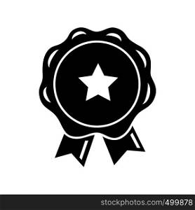 Award ribbon with star icon in simple style on a white background . Award ribbon with star icon, simple style