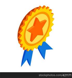 Award ribbon with star isometric 3d icon on a white background. Award ribbon with star isometric 3d icon