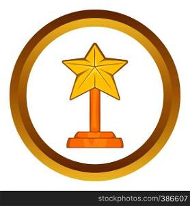 Award star vector icon in golden circle, cartoon style isolated on white background. Award star vector icon