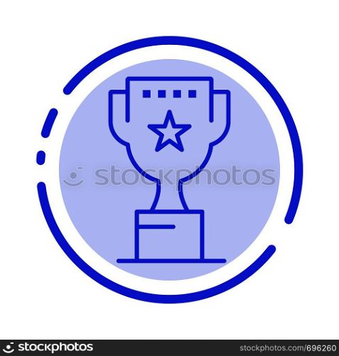 Award, Top, Position, Reward Blue Dotted Line Line Icon