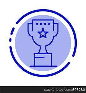 Award, Top, Position, Reward Blue Dotted Line Line Icon
