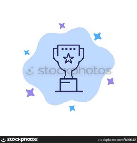 Award, Top, Position, Reward Blue Icon on Abstract Cloud Background
