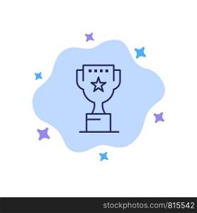 Award, Top, Position, Reward Blue Icon on Abstract Cloud Background