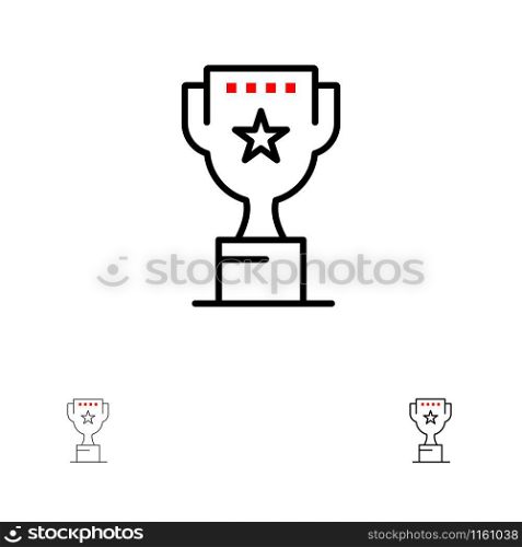 Award, Top, Position, Reward Bold and thin black line icon set