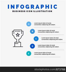 Award, Top, Position, Reward Line icon with 5 steps presentation infographics Background