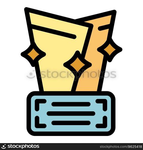 Award trophy icon outline vector. Cup prize. First design color flat. Award trophy icon vector flat