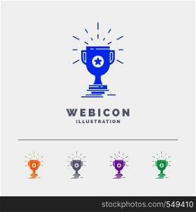 award, trophy, prize, win, cup 5 Color Glyph Web Icon Template isolated on white. Vector illustration. Vector EPS10 Abstract Template background