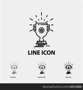 award, trophy, prize, win, cup Icon in Thin, Regular and Bold Line Style. Vector illustration. Vector EPS10 Abstract Template background