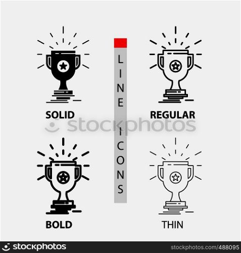 award, trophy, prize, win, cup Icon in Thin, Regular, Bold Line and Glyph Style. Vector illustration. Vector EPS10 Abstract Template background