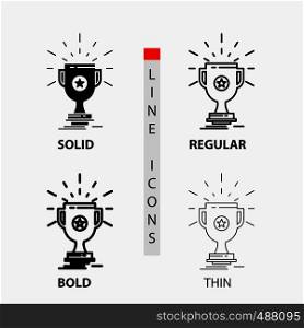 award, trophy, prize, win, cup Icon in Thin, Regular, Bold Line and Glyph Style. Vector illustration. Vector EPS10 Abstract Template background