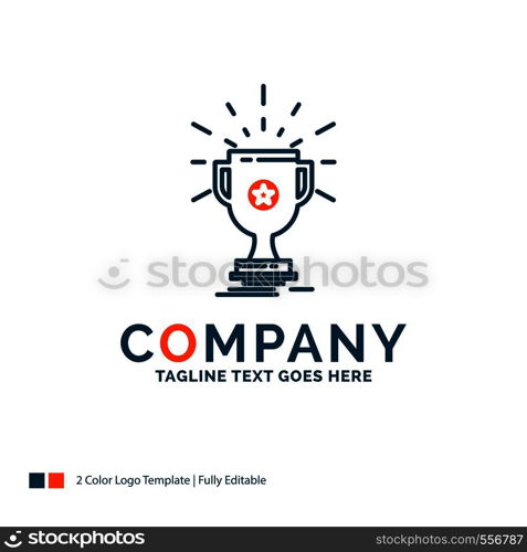 award, trophy, prize, win, cup Logo Design. Blue and Orange Brand Name Design. Place for Tagline. Business Logo template.