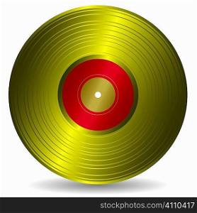 Award winning golden disc record with drop shadow