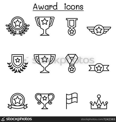 Award & Winning icon set in thin line style