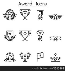 Award & Winning icon set in thin line style
