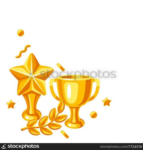 Awards and trophy background. Reward items for sports or corporate competitions.. Awards and trophy background. Reward items sports or corporate competitions.