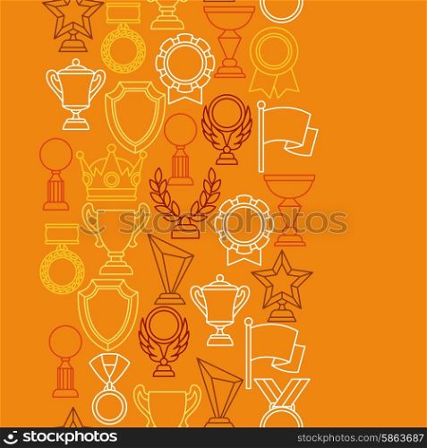 Awards and trophy sport or business line icons seamless pattern. Awards and trophy sport or business line icons seamless pattern.