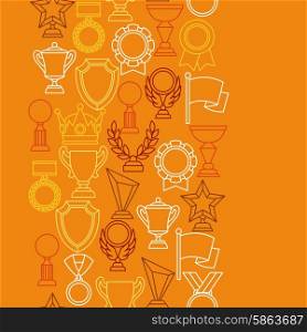 Awards and trophy sport or business line icons seamless pattern. Awards and trophy sport or business line icons seamless pattern.
