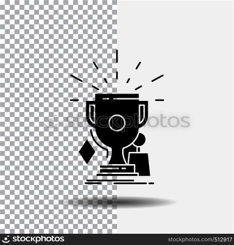 awards, game, sport, trophies, winner Glyph Icon on Transparent Background. Black Icon. Vector EPS10 Abstract Template background