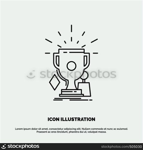 awards, game, sport, trophies, winner Icon. Line vector gray symbol for UI and UX, website or mobile application. Vector EPS10 Abstract Template background