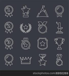 Awards Line Icons. Medals and awards line icons, vector eps10 illustration
