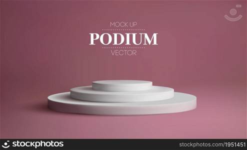 Awards podium on pink background.. Awards podium on pink background. 3d vector illustration.