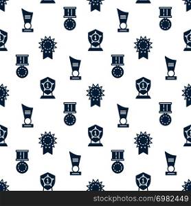 Awards, trophy and prizes seamless pattern - winner seamless texture. Vector illustration. Awards, trophy and prizes seamless pattern - winner seamless texture