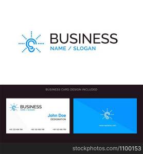 Awareness, Ear, Hear, Hearing, Listen Blue Business logo and Business Card Template. Front and Back Design