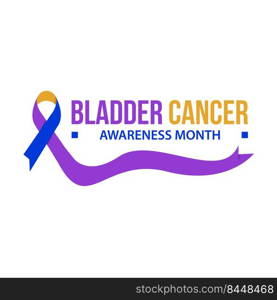 Awareness month ribbon cancer. Bladder cancer awareness vector illustration