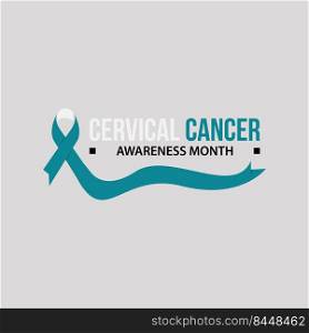 Awareness month ribbon cancer. Cervical cancer awareness vector illustration