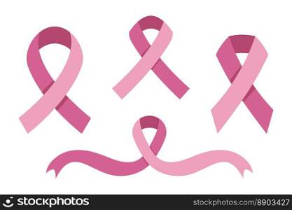 Awareness ribbon collection. Set of pink cancer ribbons. Isolated on white background fully editable. Awareness ribbon collection. Set of pink cancer ribbons. Isolated on white background fully editable.