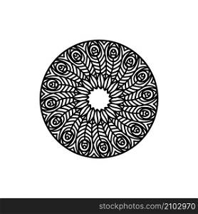Awesome black and white feather mandala decorative circular curve