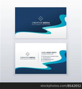 awesome blue wavy business card design for your brand