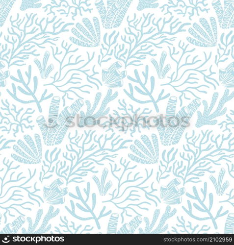 Awesome Cute Vintage Coral Reef Vector Seamless Pattern Design. Great for spring summer, fabric, textile, background, wallpaper, scrap booking, gift wrap, accessories, and clothing.