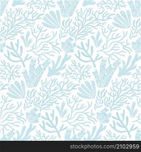 Awesome Cute Vintage Coral Reef Vector Seamless Pattern Design. Great for spring summer, fabric, textile, background, wallpaper, scrap booking, gift wrap, accessories, and clothing.