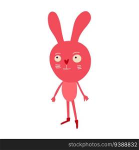 Awesome funny bunny with a cute face. Easter Character . Illustration in a modern childish hand-drawn style. Awesome funny bunny with a cute face, Easter Character