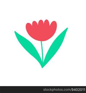 Awesome red tulip flower Illustration in a modern childish hand-drawn style. Awesome red tulip flower