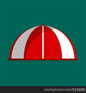Awning red stripe grocery vector icon. Vintage boutique market front canopy. Flat facade sunshade roof parasol