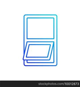 Awning windows gradient linear vector icon. Opening outward from bottom. Controlling ventilation. Protection from rain. Thin line color symbols. Modern style pictogram. Vector isolated outline drawing. Awning windows linear vector icon