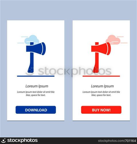 Ax, Ax Tool, Axe, Axe Tool, Building, Construction Blue and Red Download and Buy Now web Widget Card Template