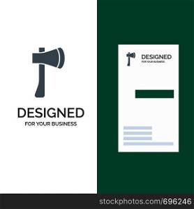 Ax, Ax Tool, Axe, Axe Tool, Building, Construction Grey Logo Design and Business Card Template