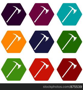 Ax icon set many color hexahedron isolated on white vector illustration. Ax icon set color hexahedron