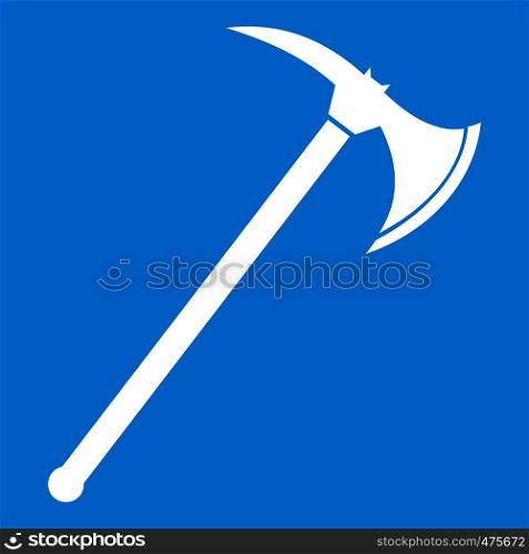 Ax icon white isolated on blue background vector illustration. Ax icon white