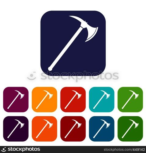 Ax icons set vector illustration in flat style In colors red, blue, green and other. Ax icons set flat